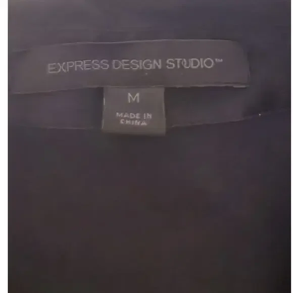 Vintage Y2K Express Black Silk Short Sleeve Blouse Medium - Picture 5 of 7